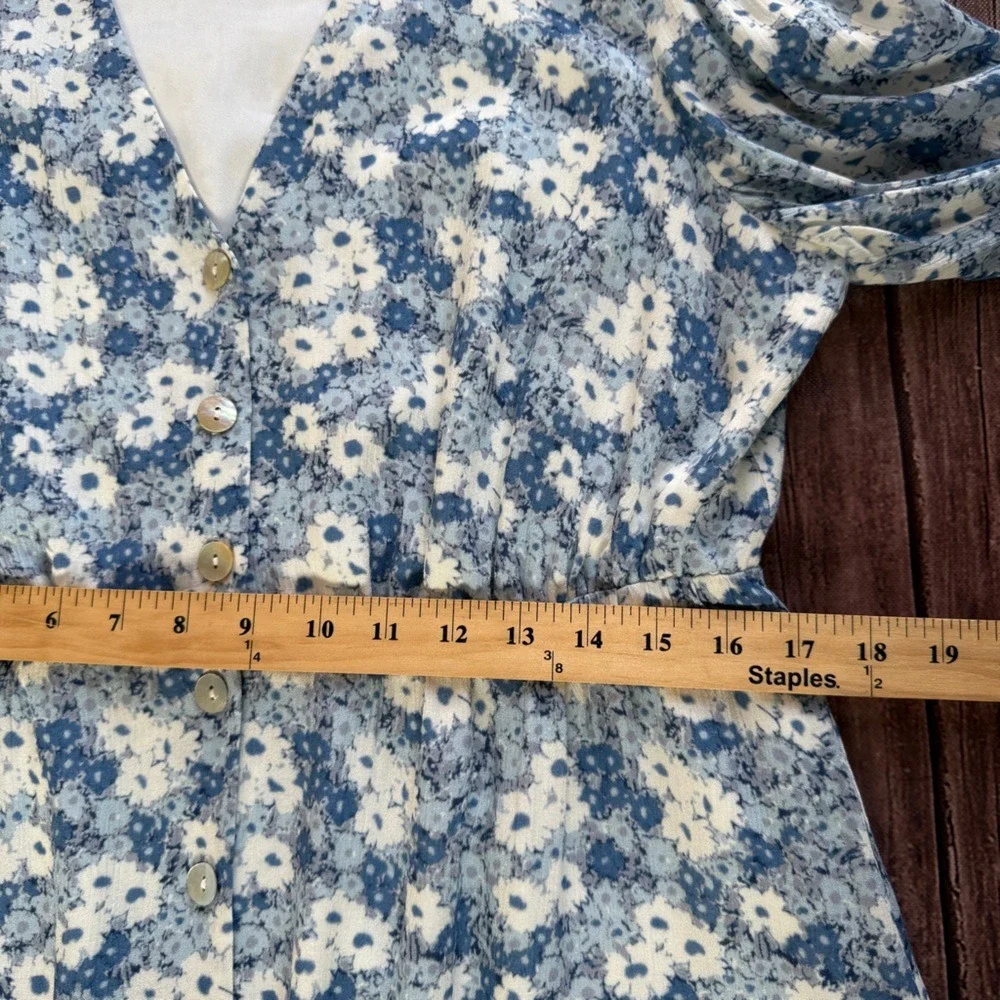 Rails Womens Elsie Blue Jasmine Boho Floral Prairie Mini Dress Size L Cottage‎